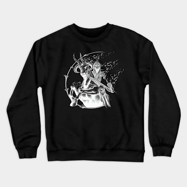 Death Warrior Riding a Mythical Beast while Disintegrating Crewneck Sweatshirt by Tred85